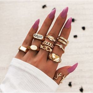 10 PCS Gold Knuckle Ring Set